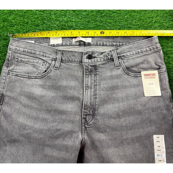 Levi Strauss Signature Slim Jeans Mens 40x30 Gray Denim Stretch Flex Comfort New - Picture 7 of 9
